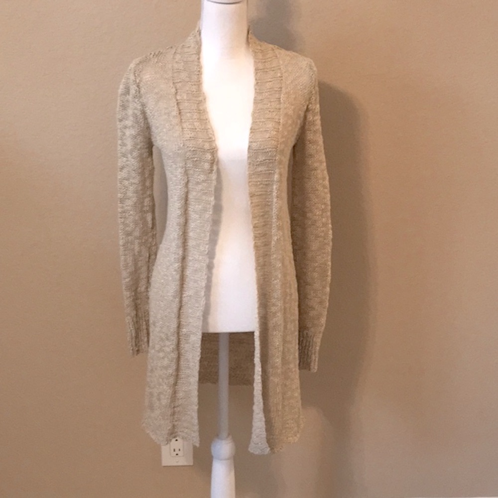 LUCKY BRAND Crochet Tan Cardigan Size XS